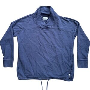 Pact Organic Cotton Shawl Collar Sweatshirt Womens Large Navy Blue Excellent